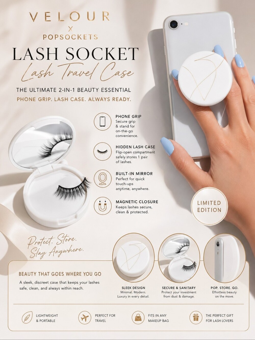 Velour Lash Socket Lash Travel Case